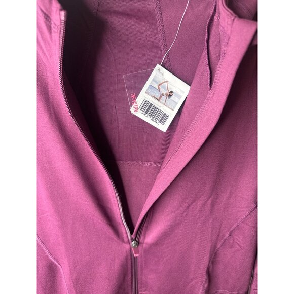 Womens 2XL Maroon Hooded Full Zip Athletic Jacket With Pockets Thumb Holes - Picture 4 of 9